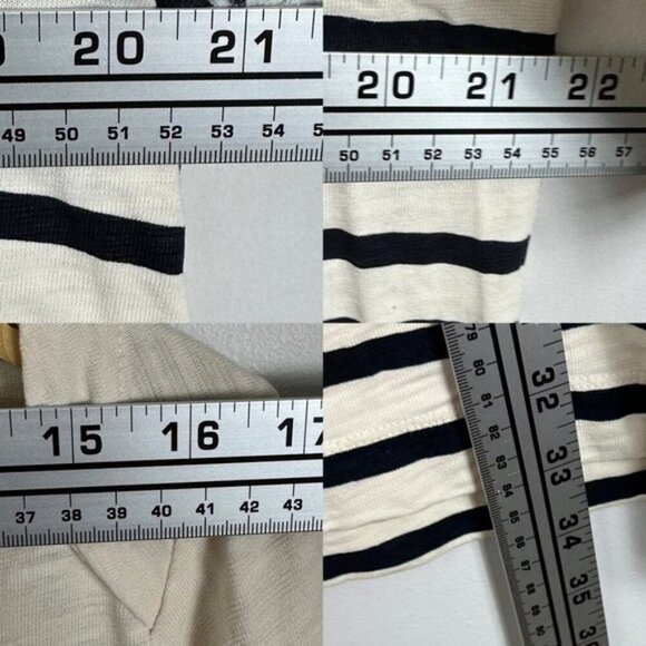 Sezane Striped Shift Dress Size Large Madewell Button Back Cream Black Mini Boho - Picture 11 of 13